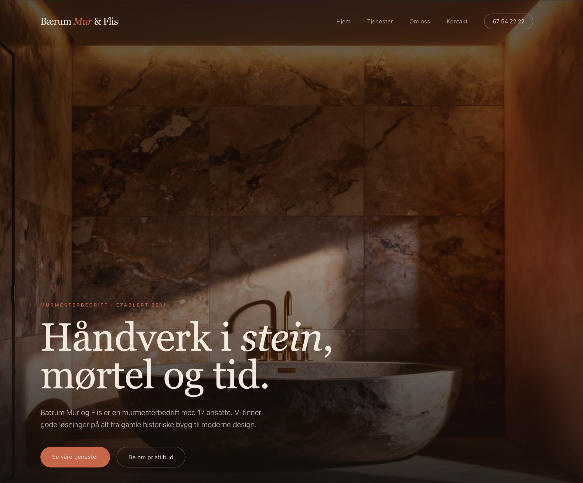 Nettside laget for Bærum Mur & Flis