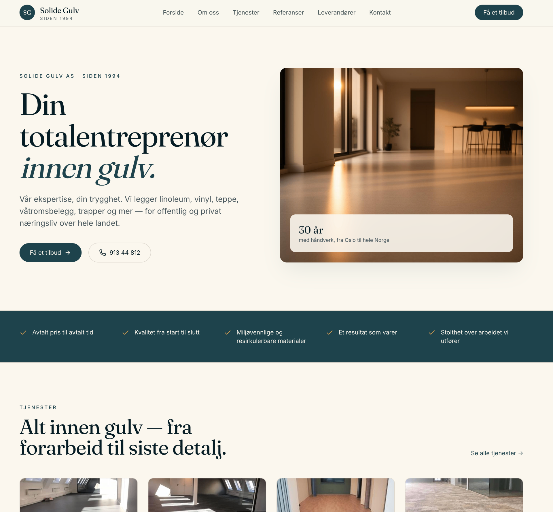 Nettside laget for Solide Gulv